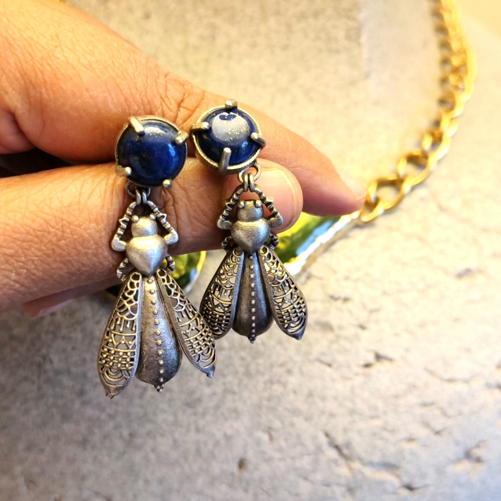 Lapis Lazuli Intricate Bug Earrings 🦗🪲🐞🐛